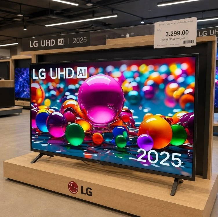 Smart TV LG UHD AI UA75 50 polegadas HDR10 Pro Processador α7 AI Ger 8 webOS 25