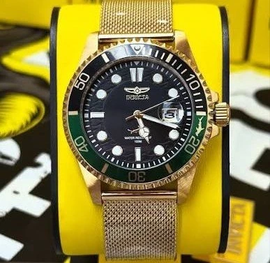 INVICTA Mostrador masculino Pro Diver 43 mm de aço inoxidável dourado e quartzo PC32, Dourado, Large, Clássico