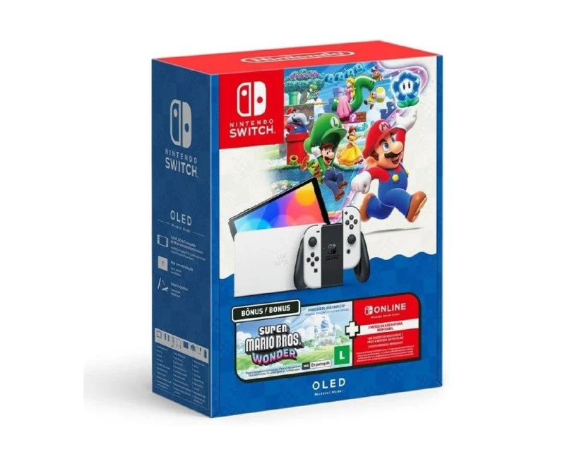 NINTENDO SWITCH OLED + SUPER MARIO WONDER + 3 MESES DE ASSINATURA NINTENDO ONLINE