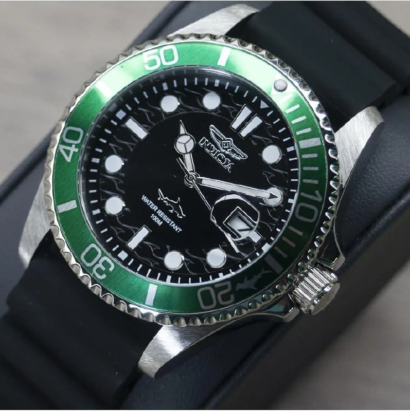 INVICTA Mostrador masculino Pro Diver 43 mm, aço inoxidável, dourado, preto, quartzo PC32, Carvão 47163, Large, Clássico