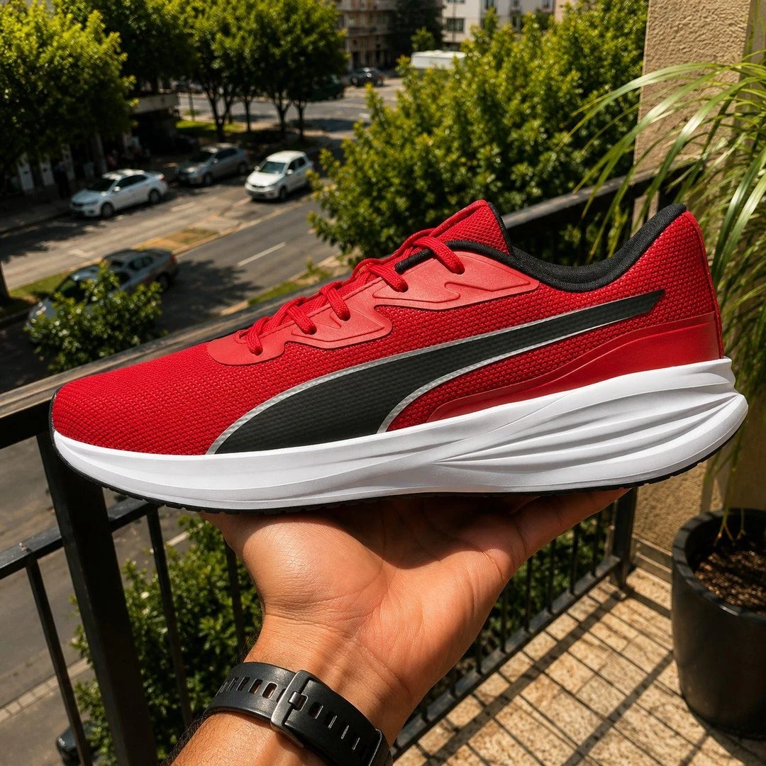 Tênis Puma Night Runner V3, Vermelho e Prata, 40