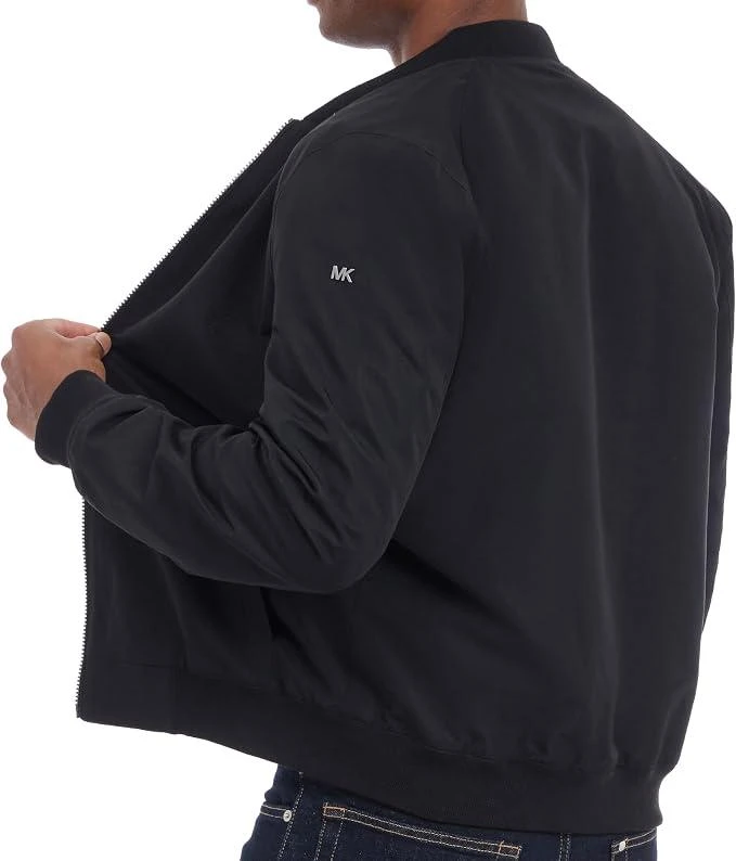 Michael Kors Jaqueta bomber masculina leve, resistente ao vento e à água, Preto, P