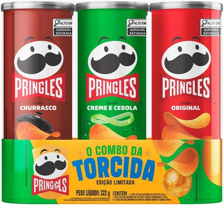 Salgadinho Batata Frita Pringles Tripack Festa do Futebol 322g