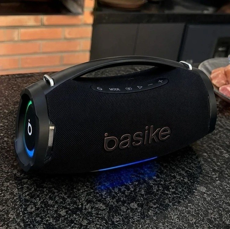 Basike Caixa de Som Estéreo Sem Fio, Boombox 200W, Bluetooth, cor camuflada