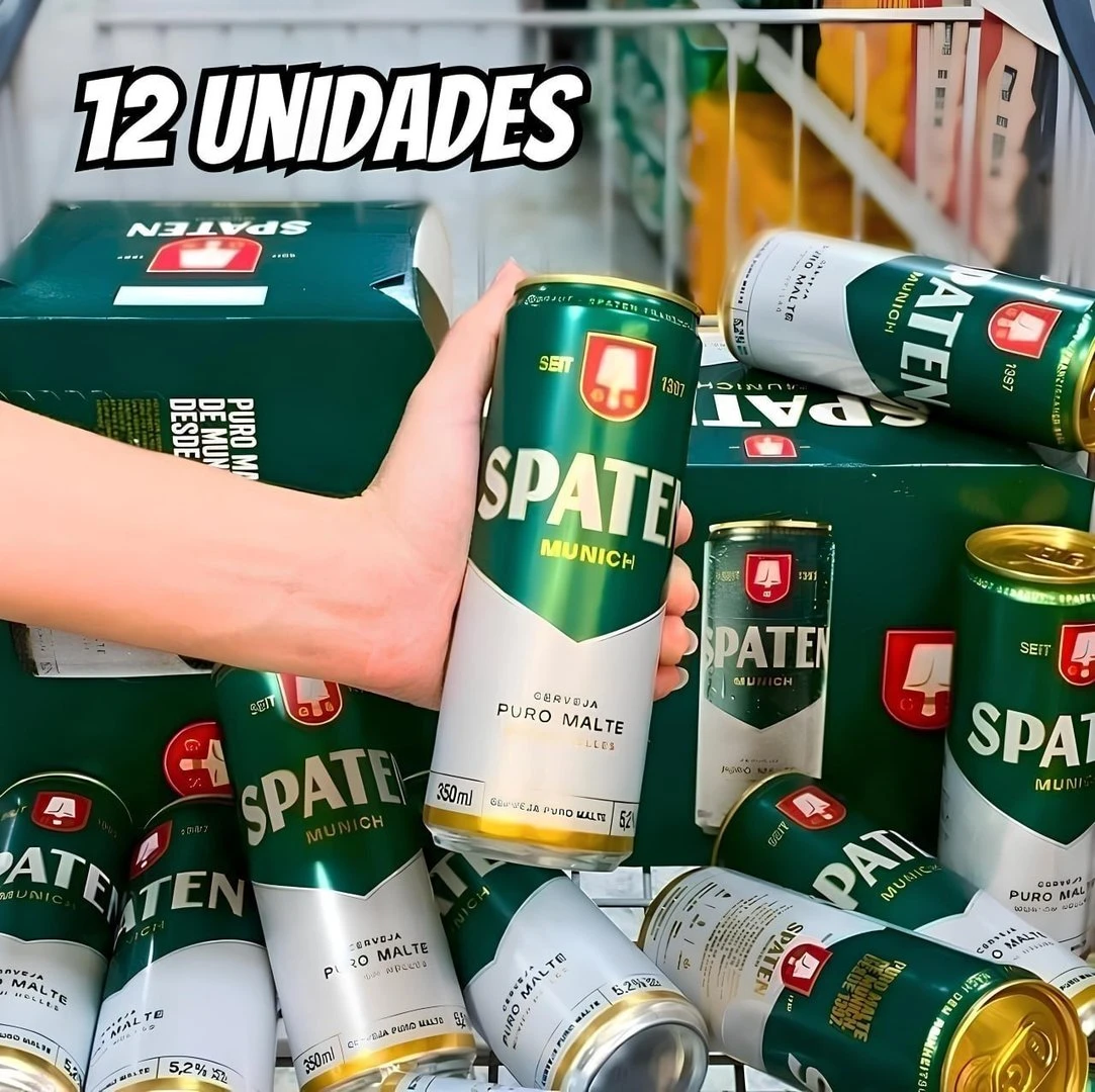 Cerveja Spaten, Puro Malte, Lata 350ml, Pack com 12 unidades