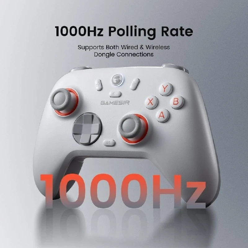 GameSir Nova 2 Lite Controle Sem Fio para PC com Hall Effect nos Analógicos e Gatilhos, 1000Hz 2.4G/Wired, Botões Programáveis – Compatível com PC, Switch, Steam, Android (Branco)