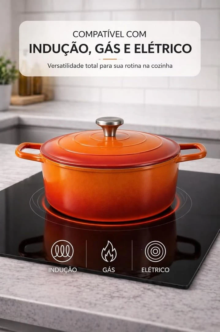 Caçarola Indução 24cm Antiaderente com Tampa e Revestimento Cerâmico